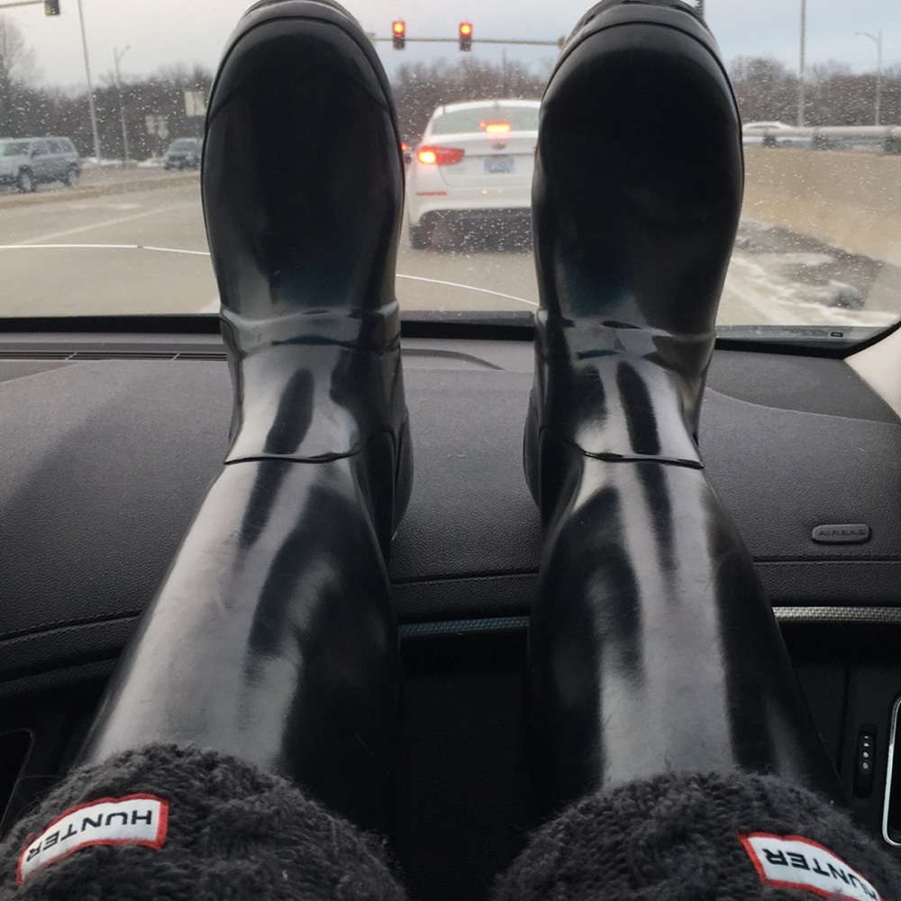 Glossy Black Hunter boots